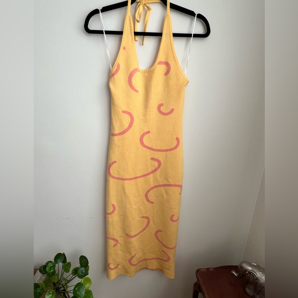 VRG GRL Yellow and Pink Midi Dress